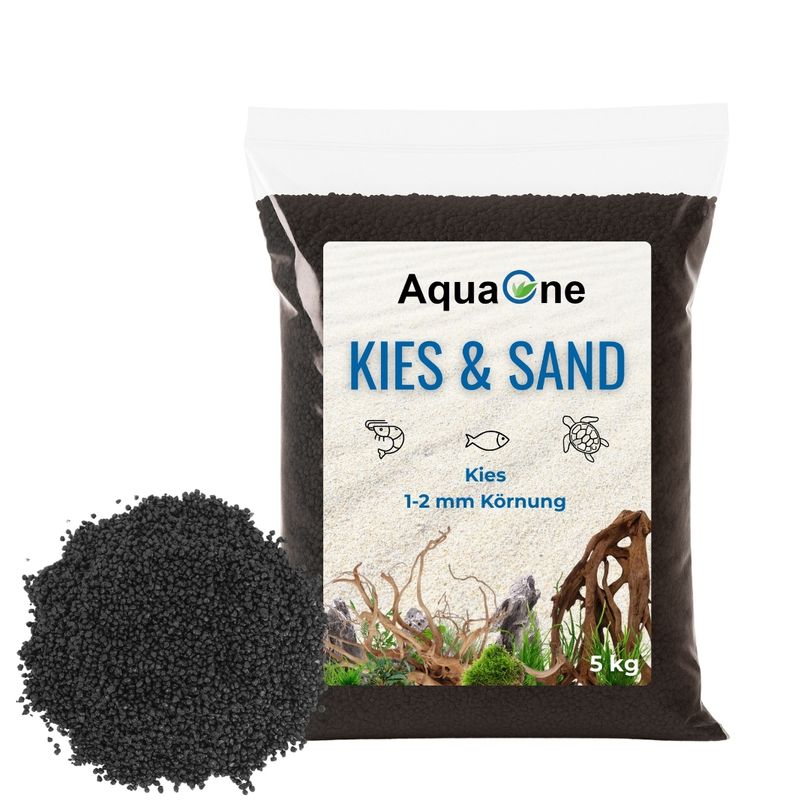 5 kg Schwarzer Quarzkies Fein (1-2 mm) – Premium Bodengrund für Aquarien