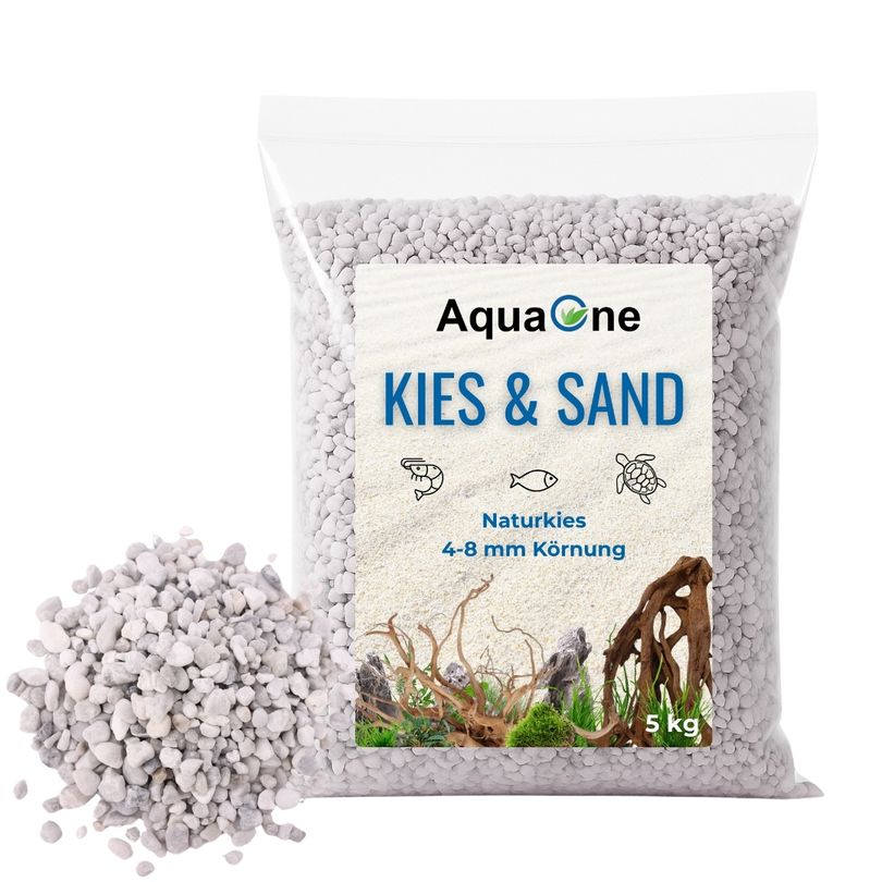 5 Kg weißen Naturkies Noa "Premium Qualität" 4-8 mm Bodengrund Aquarium Kies