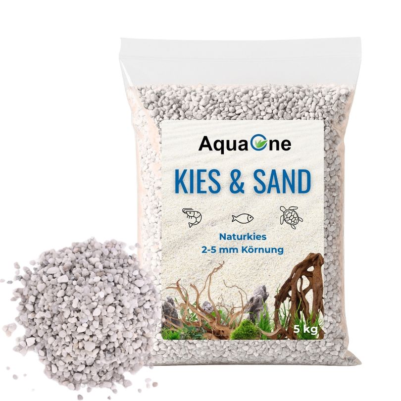 5 Kg weißen Naturkies Noa "Premium Qualität" 2-5 mm Bodengrund Aquarium Kies