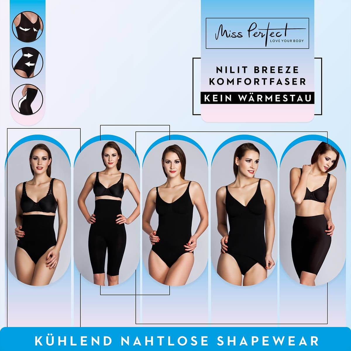 Miss Perfect Shapewear Damen - Miederhose Damen (S-XXL) Body Shaper Damen  Bauchweg Unterhose Damen Bodyshaper für Frauen - nahtlos & formend
