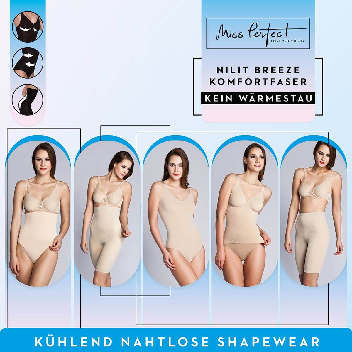 Miss Perfect Shapewear Damen - Body Damen Shape Body (S-XXXL) Bodyshaper  für Frauen Body Bauweg figurformend Bauch weg - nahtlos & formend