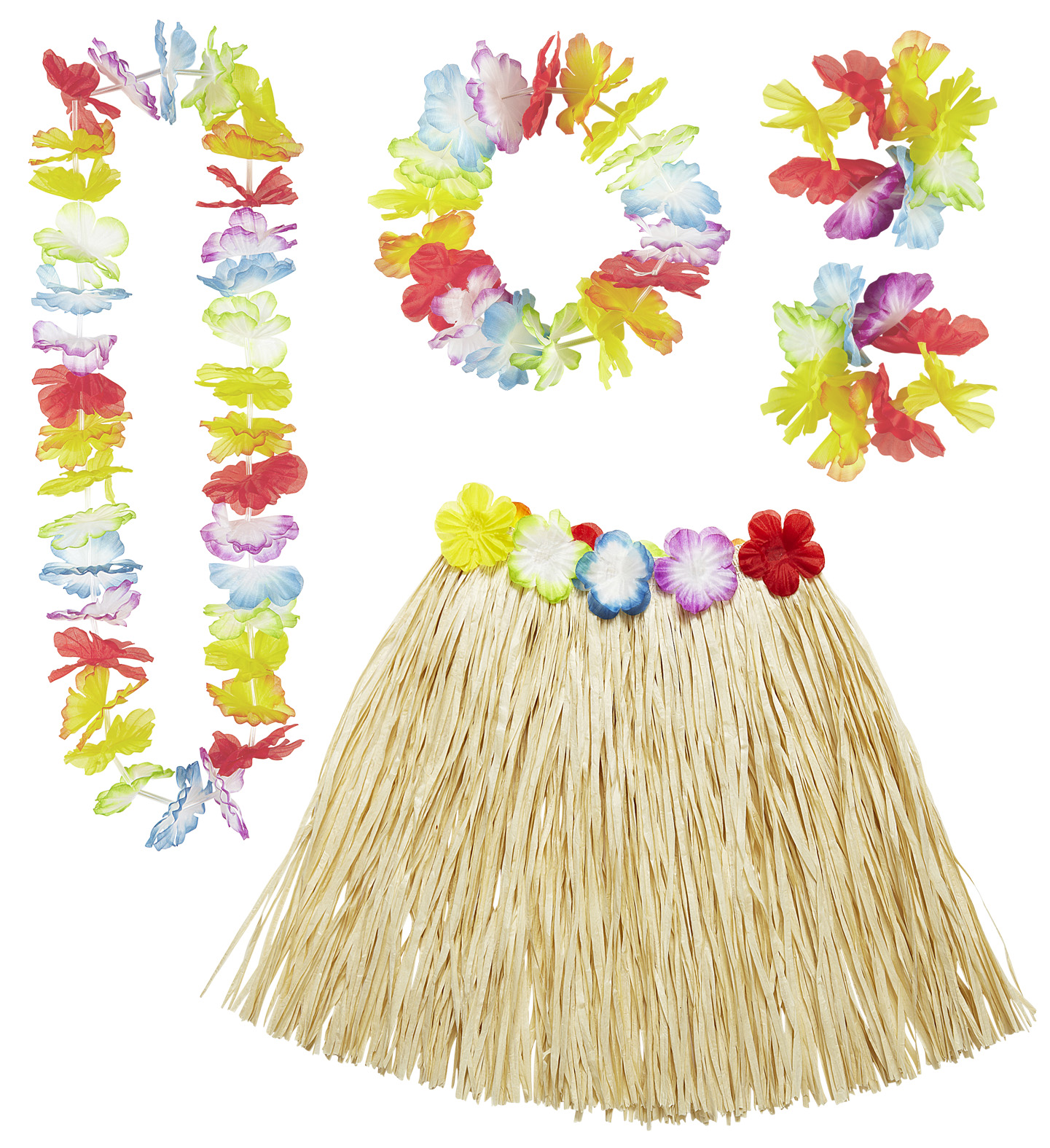 Hawaii Set Damen Kostüm Bastrock und Schmuck | shoperama