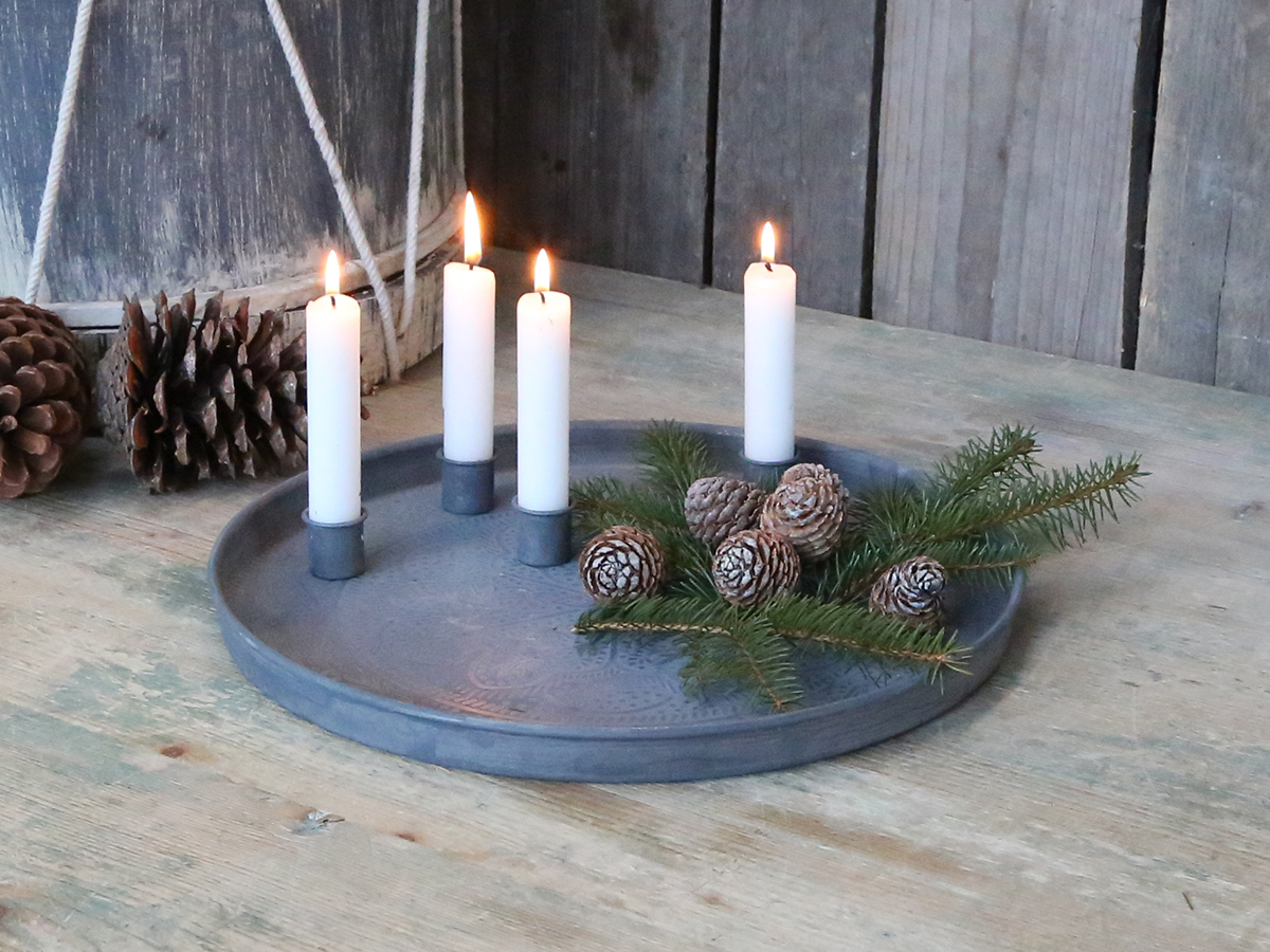 31cm Weihnachtsdeko Adventsteller shoperama Kerzenhalter Tablett | magnetisch Adventskranz Advent