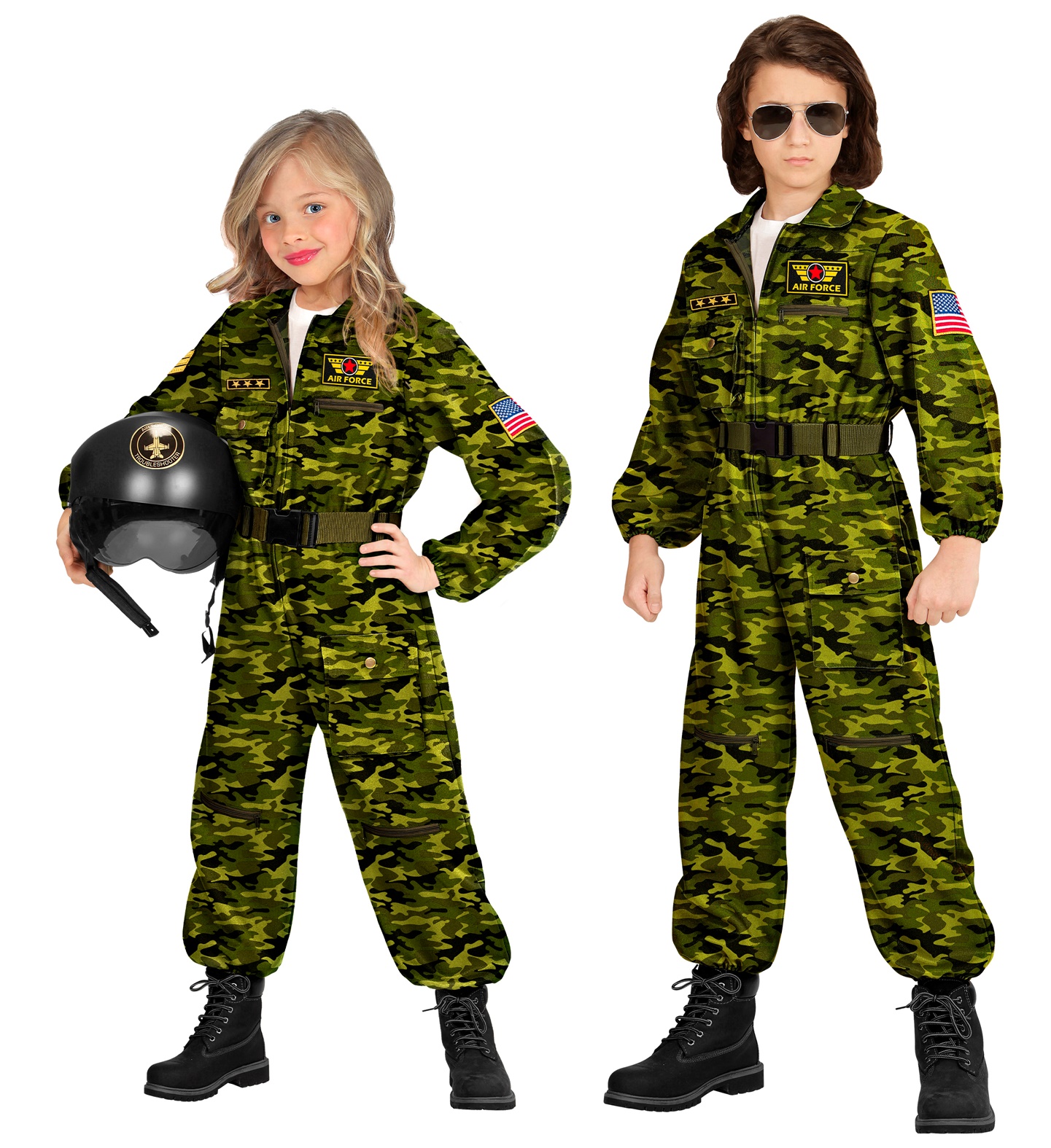 MIMIKRY Kostuumaccessoireset Top Gun Cap Bril Ketting met Dog Tag Jetpilot Kampfjet Pilot Vecht vlieger Leger