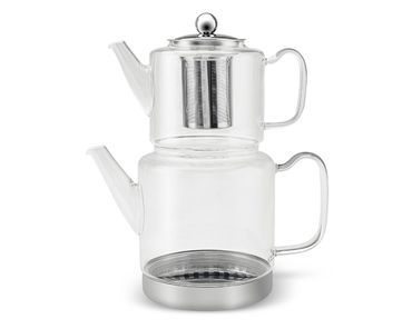 Schäfer Borosilikatglas-Teekanne, 1500 ml, Glas, Trinkgefäß, Temperaturbeständiger, Teebereiter Glaskanne Geeignet für Teewarmer