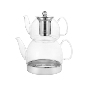 Schäfer Borosilikatglas-Teekanne aus Glas, Glaskanne für Teewarmer klar Aura 0,60lt-1,5l