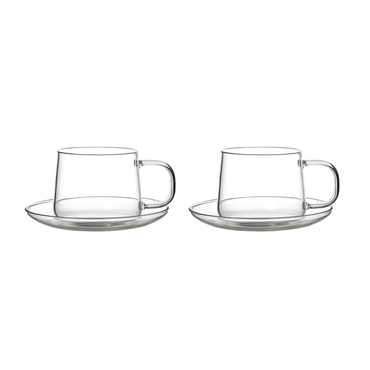 Schäfer 2er Glastasse set mit untenteiler 300ml, Serie Nisa