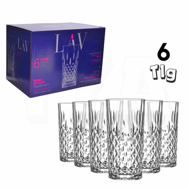 ODIN Longdrink Glas im Kristall-Design Saftglas, Kristallglas, 6er Longdrinkgläser