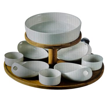 Snackschale Knabber Schale Set 9 Fächer Cerezlik Servierschale Knabberschale aus Porzellan 