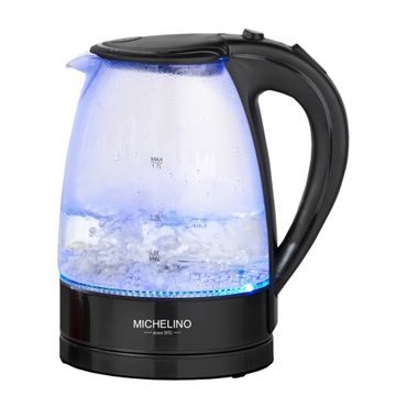 Wasserkocher 1,7 Liter mit LED-Beleuchtung aus Glas Schwarz