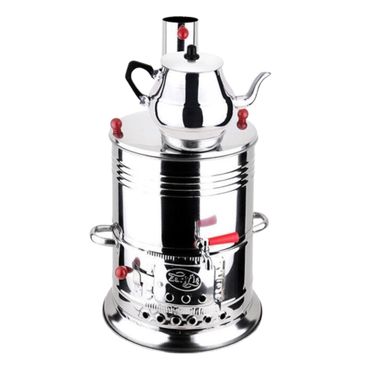 Hoffmann Edelstahl-Samowar mit Teekanne