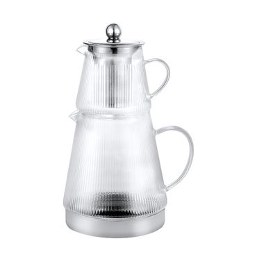 Schäfer Borosilikatglas-Teekanne, 1500 ml, Glas, Trinkgefäß, Temperaturbeständiger, Teebereiter Glaskanne Geeignet für Teewarmer