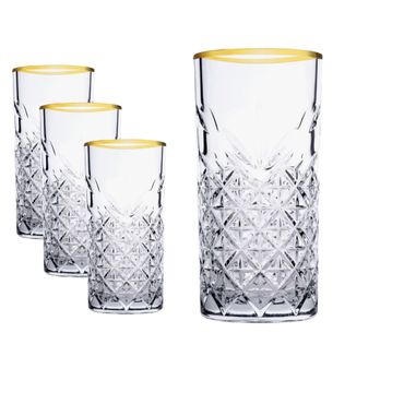 Pasabahce Trinkgläser Longdrink GOLDEN Kristall 4er 300cc