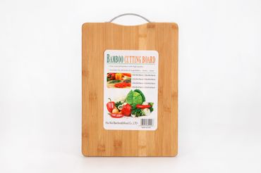 Bambus-Schneidebrett, Küchenbrett mit Metallgriff, Küchenhackblock