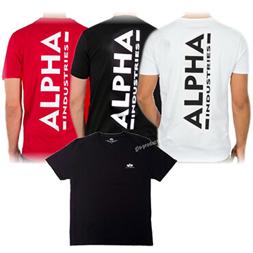     Alpha Industries Mens Backprint T 100% cotton vertical spine print chest logo 128507