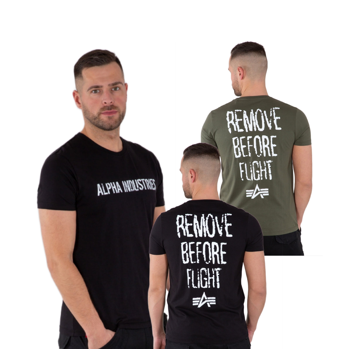 Alpha Industries mens clothing t shirt RBF Moto T black olive Back Print  cotton 116512