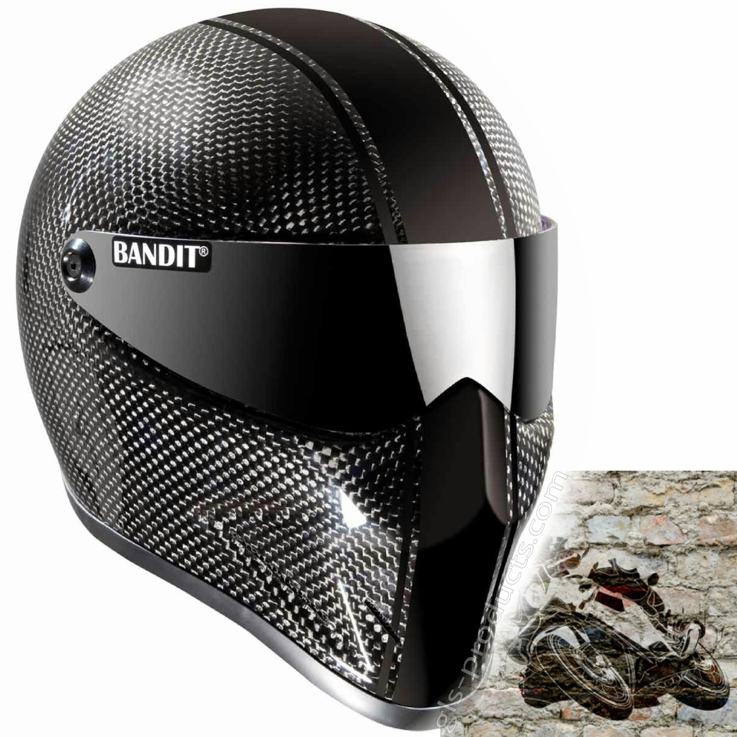 Bandit Crystal Race Carbon Motorcycle Helmet Streetfighter Mad Max