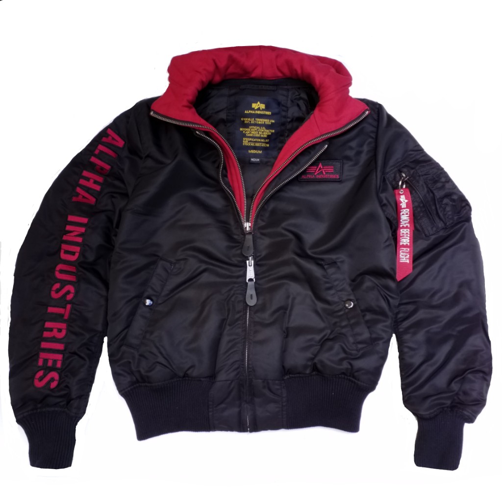 Alpha Industries Herren Jacke Bomberjacke Kapuze MA1 DTec SE