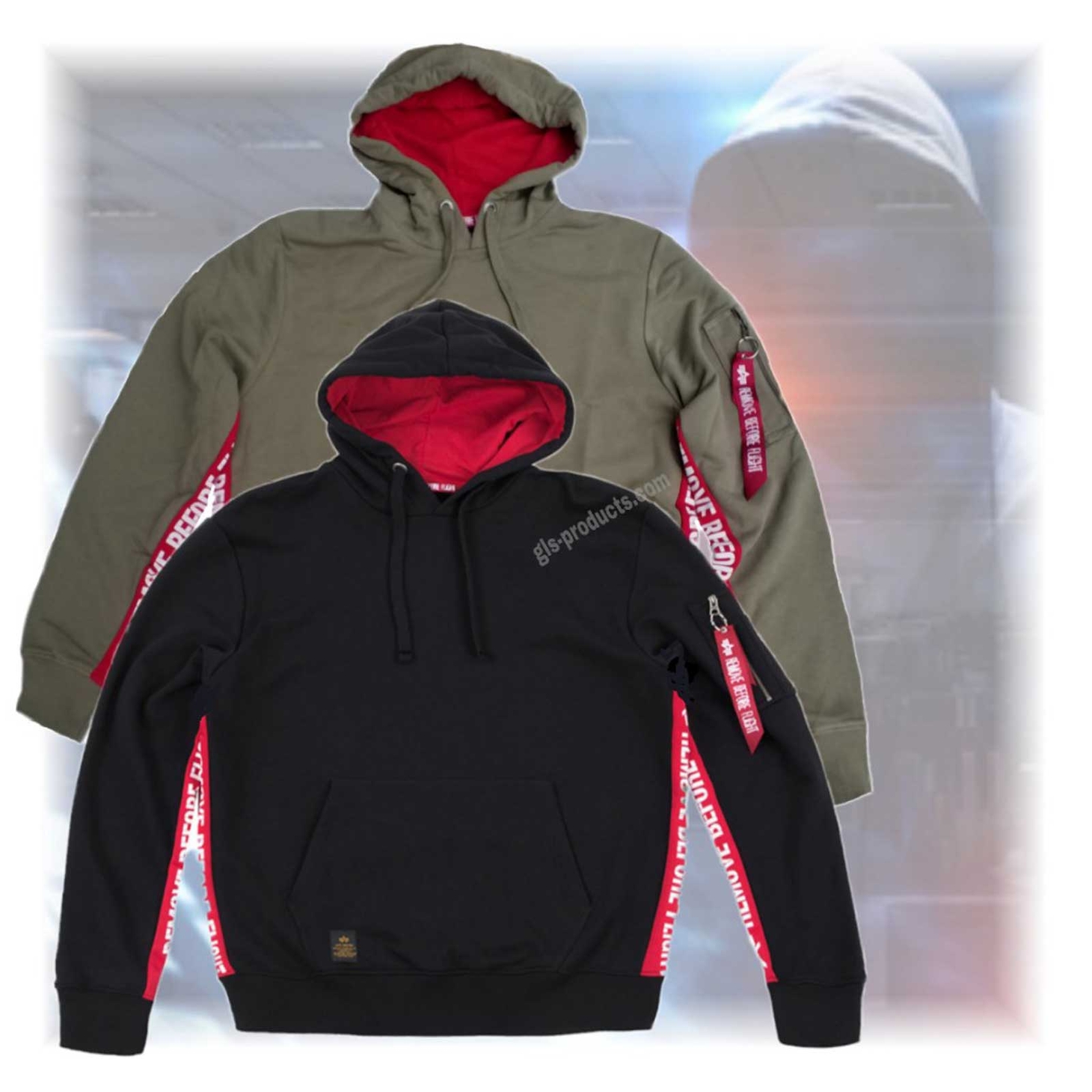 alpha industries printed tape hoody