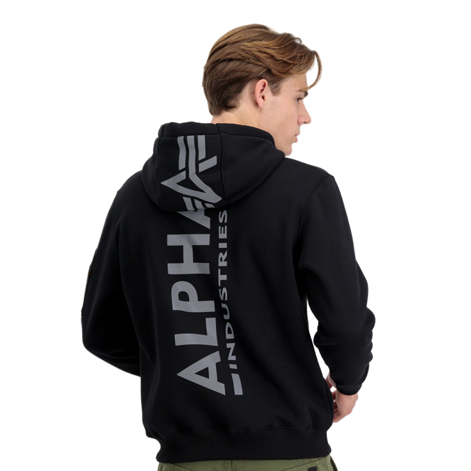 Alpha Industries Herren Kapuzenpullover Pulli Back Print Hoody Reflective Print 178318 RP schwarz GLS Products