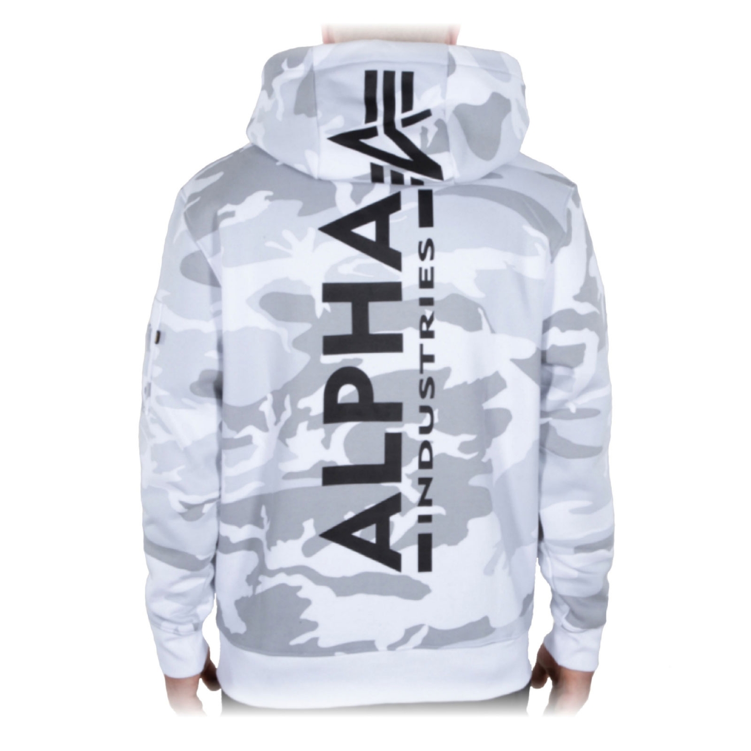 Alpha Industries Mens Jumper camouflage Back Print Hoody Camo black white  178318C | GLS Products