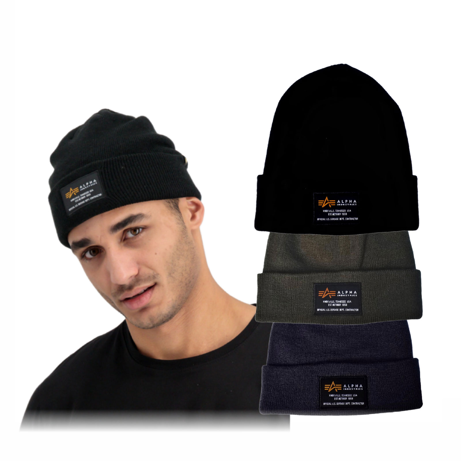 Alpha Industries Herren Strickmütze Wintermütze Crew Beanie 128924  