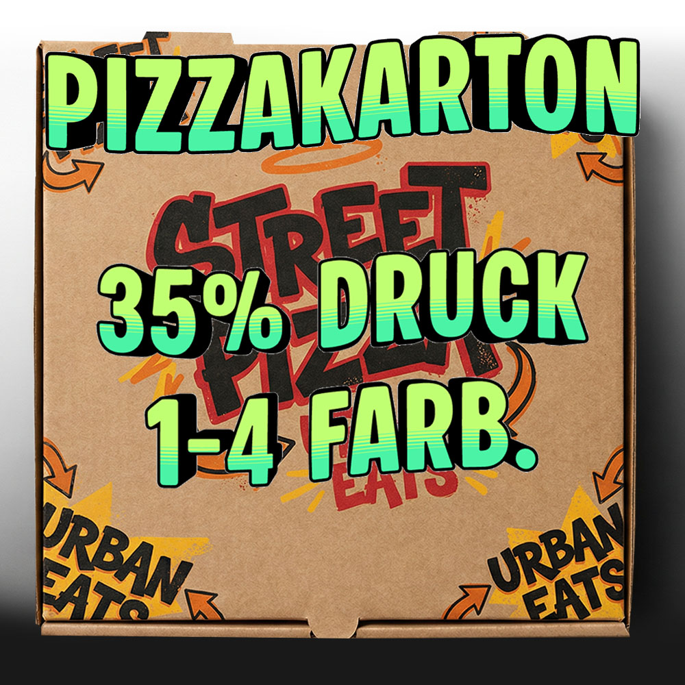     100x Pizzakartons braun/weiß 1 - 4 farb. dein Design, ≤35% Fläche