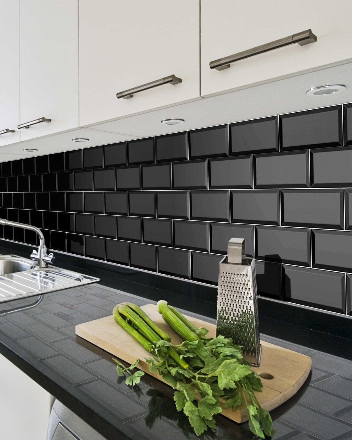 Subwayfliese schwarz Metrofliese glänzend Wandfliese 10x20cm Bad Fliese