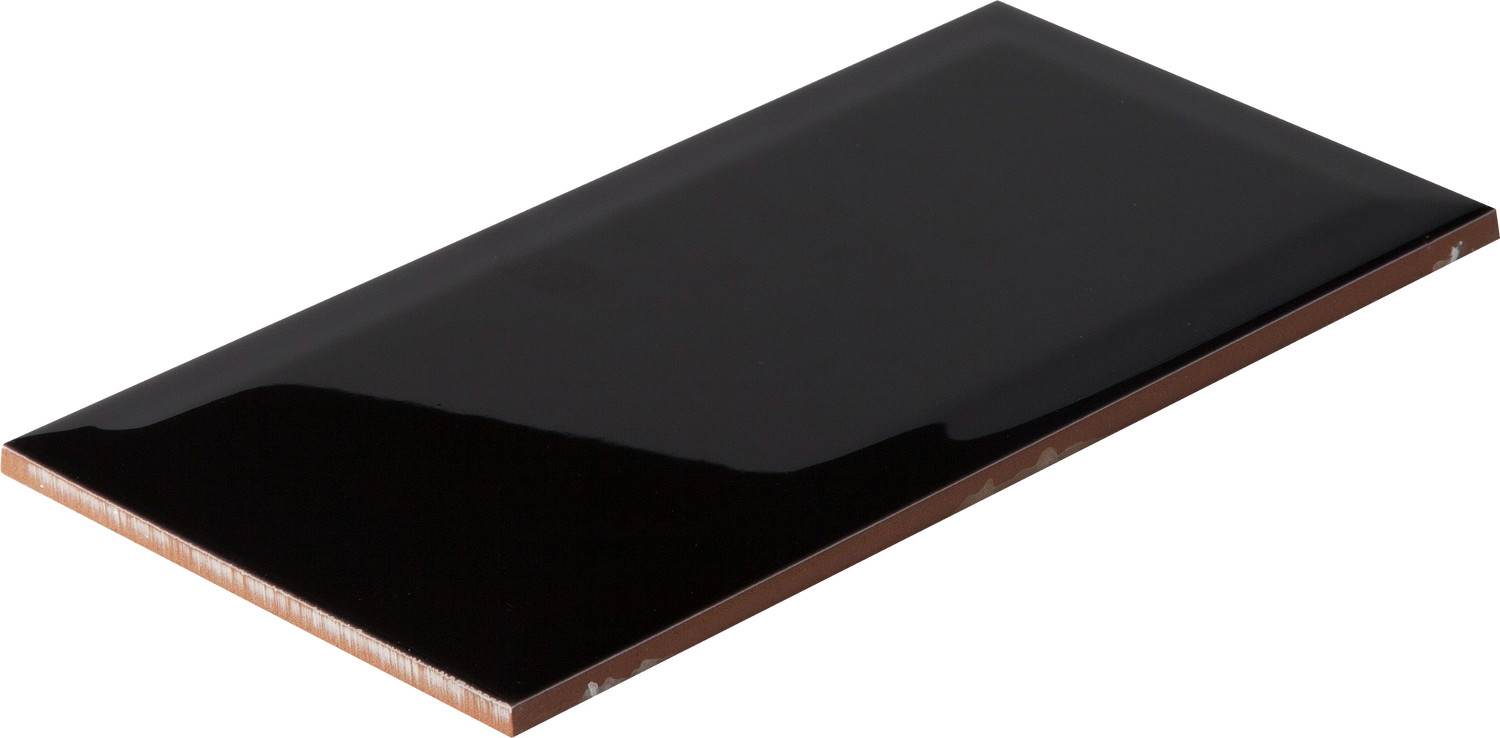 Metrofliese schwarz glänzend Vintage Wandfliese 7,5 x 15 cm Küche Bad