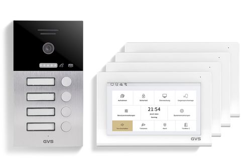 IP Video-Türsprechanlage 4-FH/4x 7" Touchscreen Komplett-Set AVS1382U