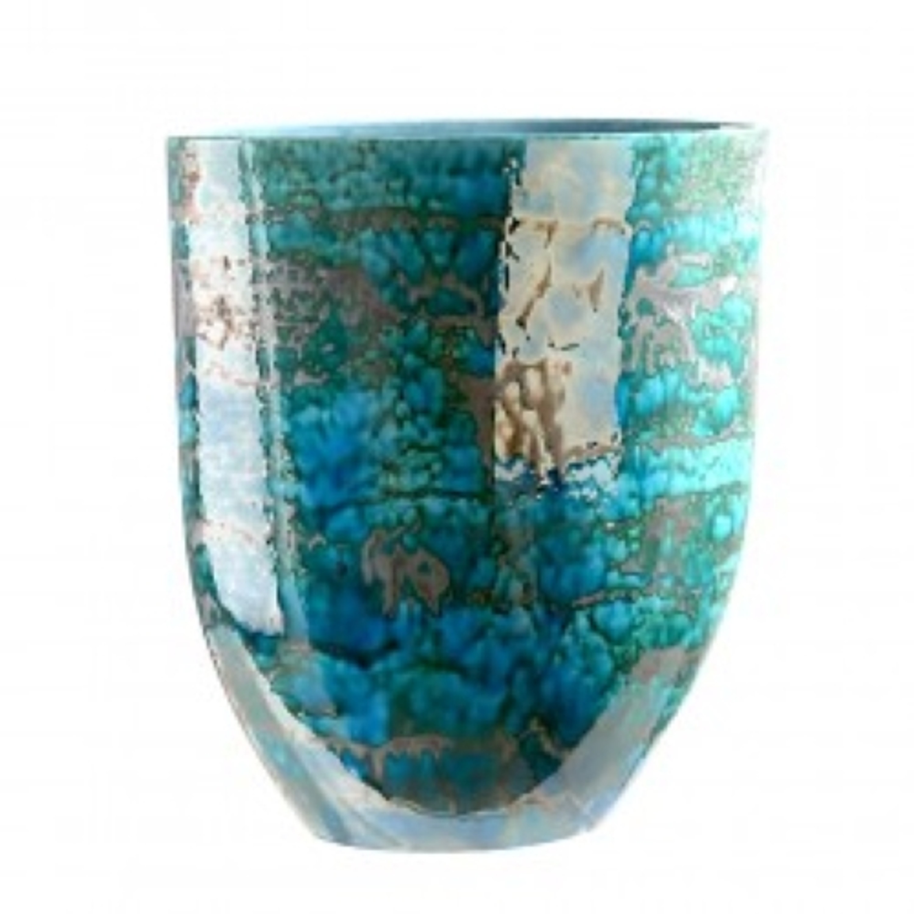 Casablanca Vase Azur grün//blau//bronze Keramik H.31 cm m.einzigartiger,reaktive
