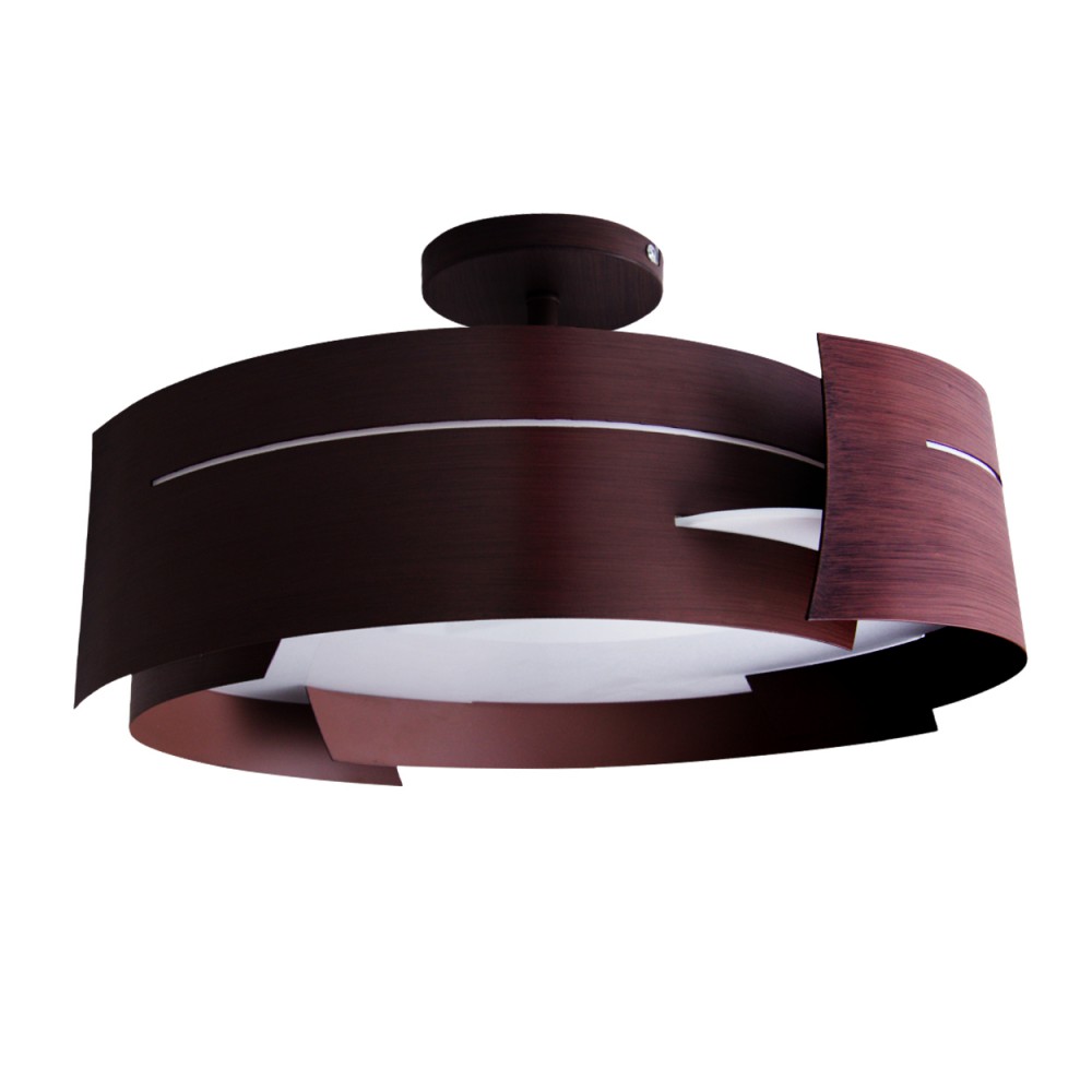 Lámpara de techo elegante tambor marrón mampara cristal salón