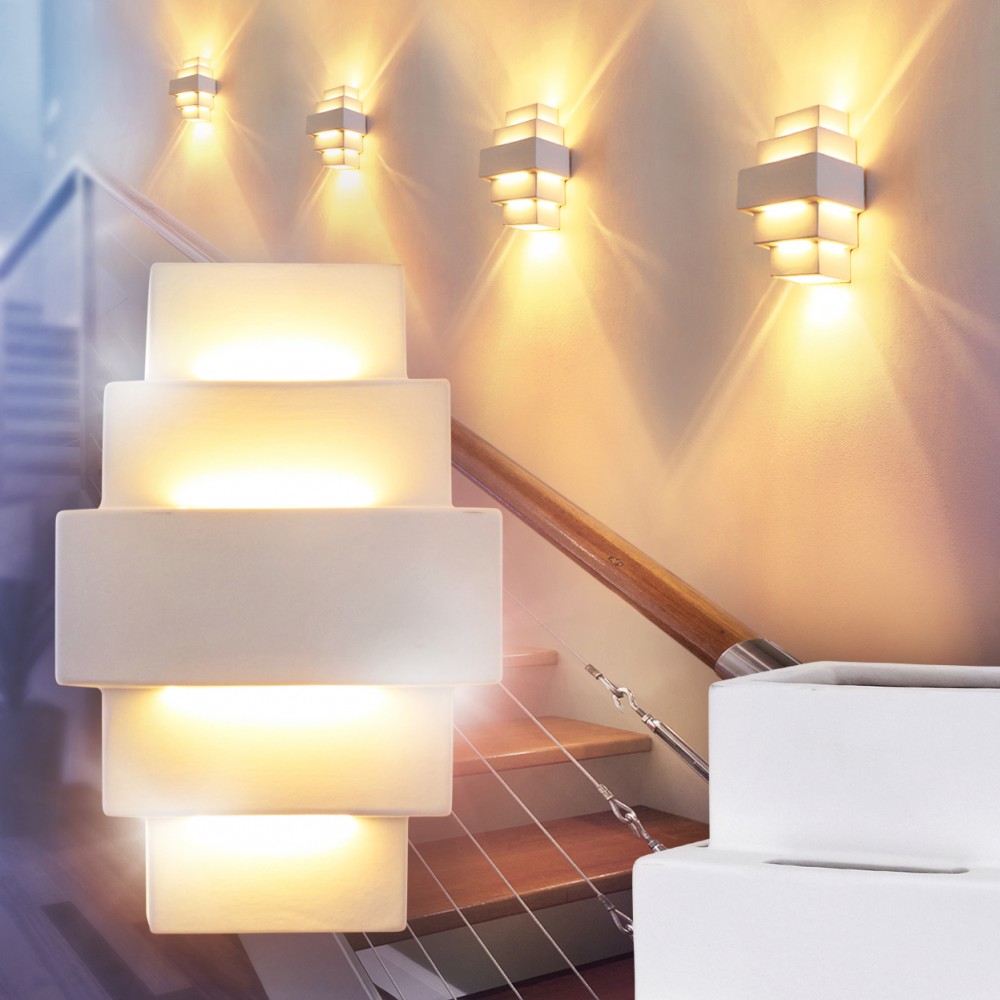 Wandlampe Design Leuchte Flur Schlaf Wohn Zimmer Strahler bemalbar Keramik weiß