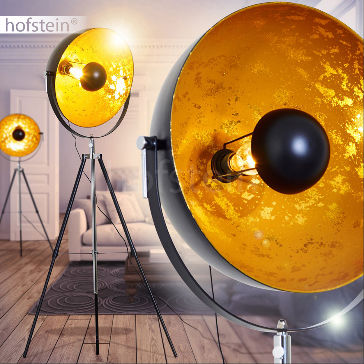 Design Film Strahler Schwarz Gold Schlaf Wohn Flur Büro Zimmer Stand Beleuchtung