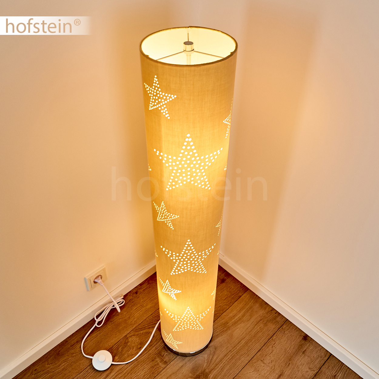 Boden Leuchten Stand Lampen Stehleuchte Wohn Zimmer Lese Stoff braun Sternen
