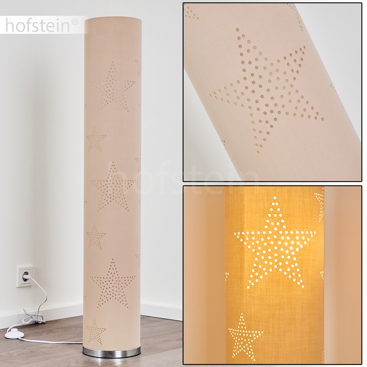 Boden Leuchten Stand Lampen Stehleuchte Wohn Zimmer Lese Stoff braun Sternen