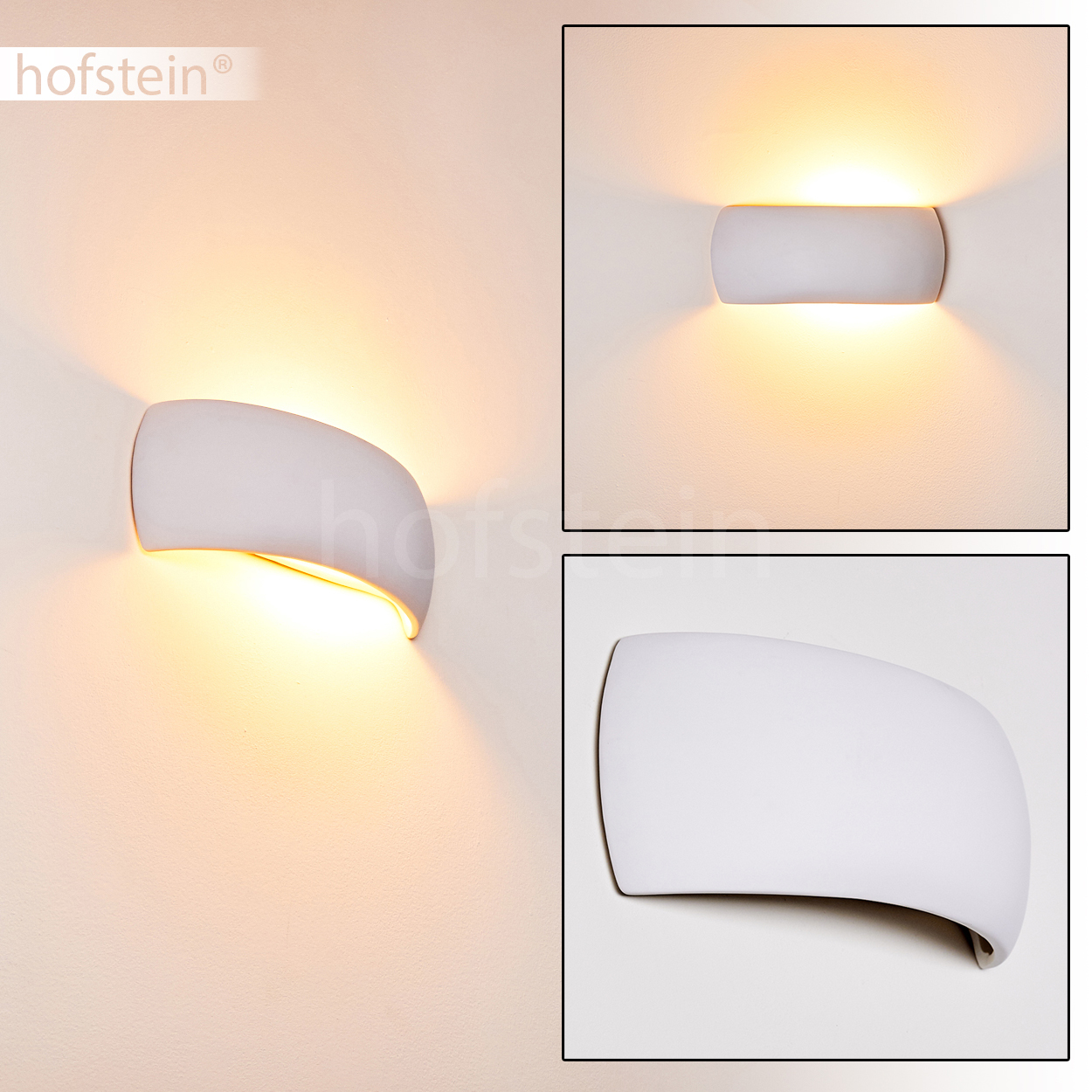 Wandlampe Design Flur Leuchte Wohn Schlaf Zimmer Strahler Keramik weiß bemalbar