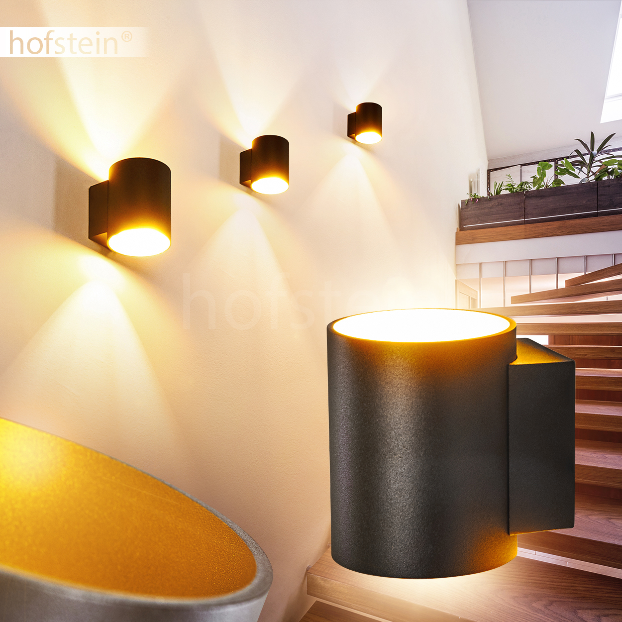 Wand Lampen Design Up Down Flur Dielen Büro Wohn Schlaf Zimmer Leuchten schwarz