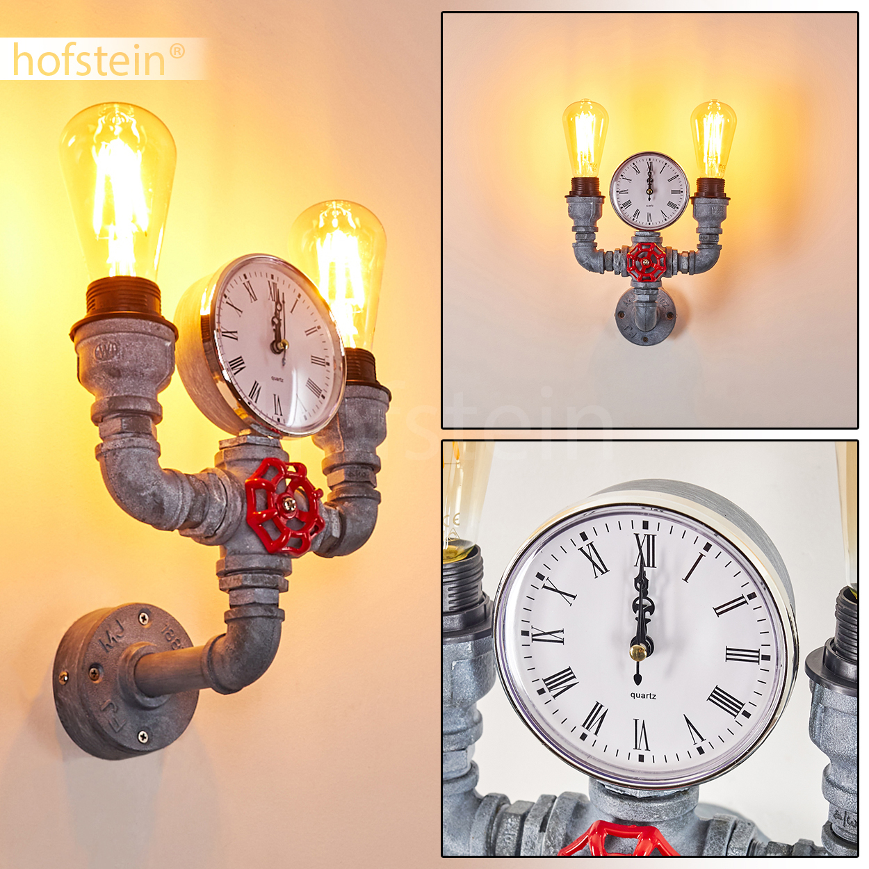 Vintage Retro Strahler Design Loft Wandleuchte Flur Wohn Schlaf Zimmer Lampe Uhr