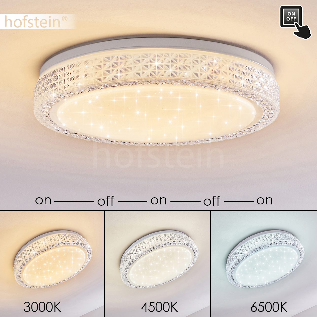 runde LED Design Glitzer Decken Lampen Flur Wohn Schlaf Zimmer Leuchten dimmbar