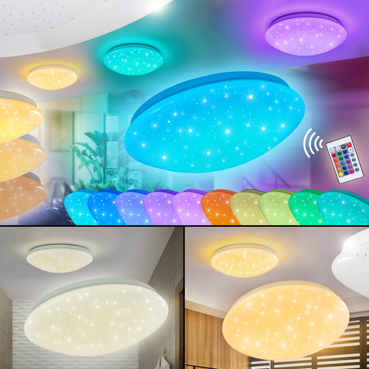 LED edle Bad Decken Lampe dimmbar Flur Wohn Schlaf Bade Zimmer eckig IP 44 flach