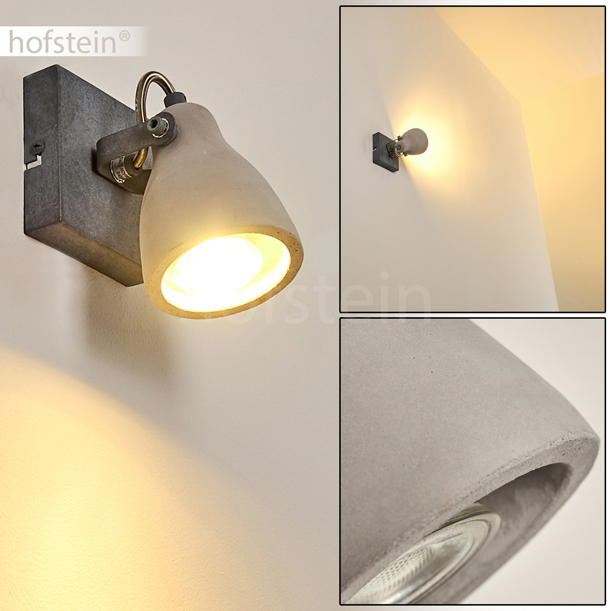 Wand Beleuchtung Wohn Schlaf Zimmer Dielen Leuchte Lampe verstellbar Beton grau