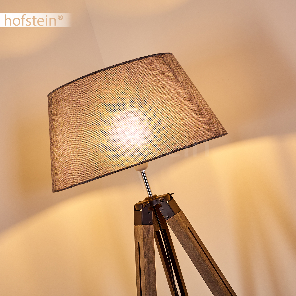 Vintage Steh Boden Stand Lampen Holz//Stoff grau Wohn Schlaf Zimmer Raum Leuchten