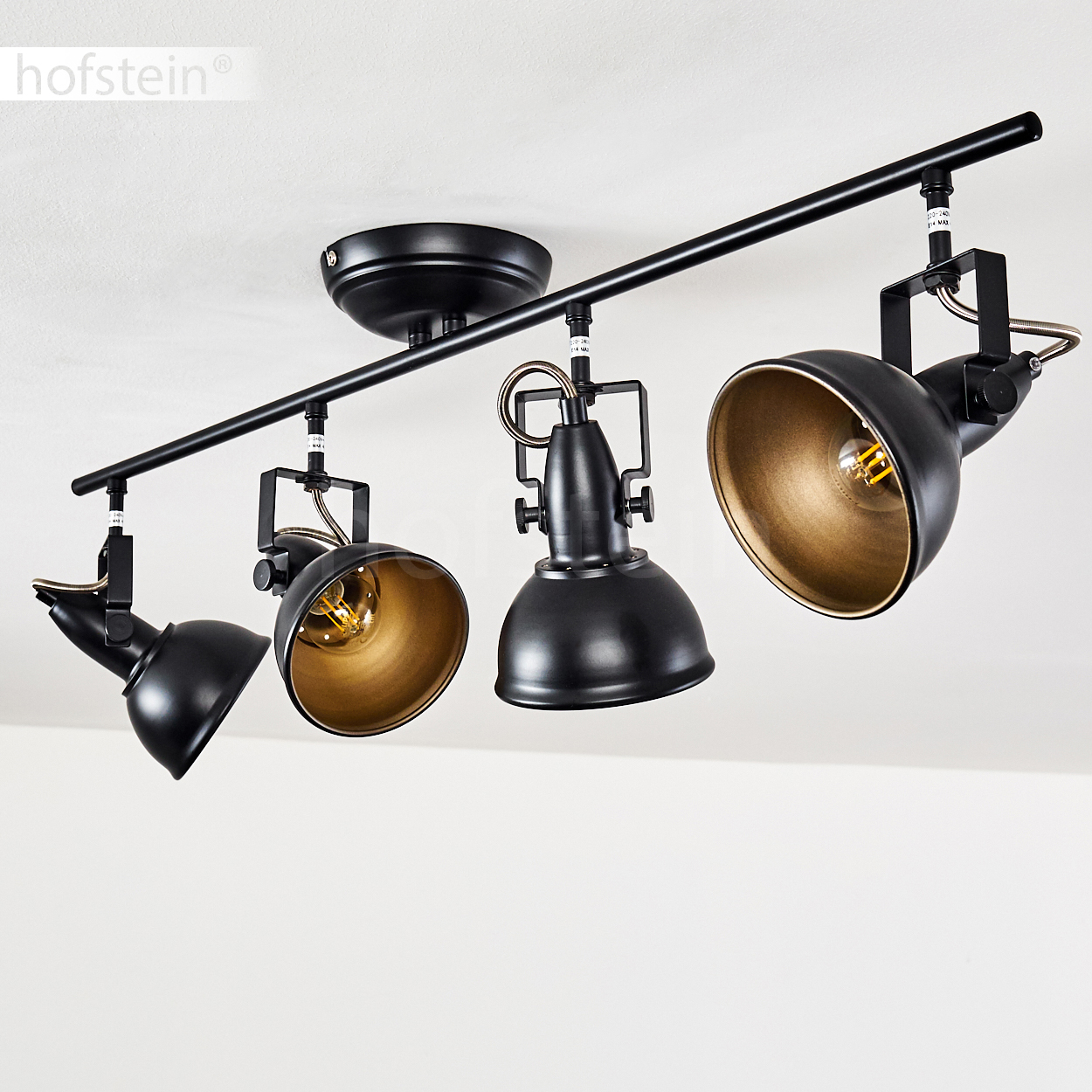 Retro Decken Spot Lampe Strahler GOLD-SCHWARZ Leuchte Beleuchtung beweglich Büro