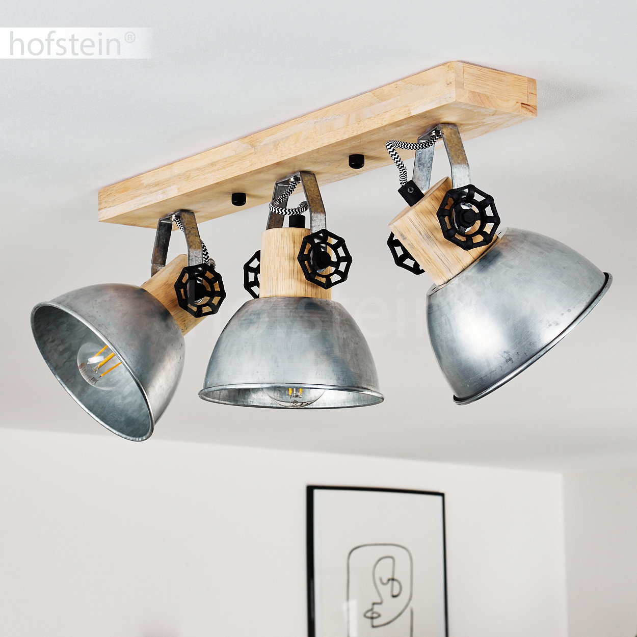 Holz/Zink Wohn Schlaf Zimmer Leuchten Retro Decken Lampe Flur