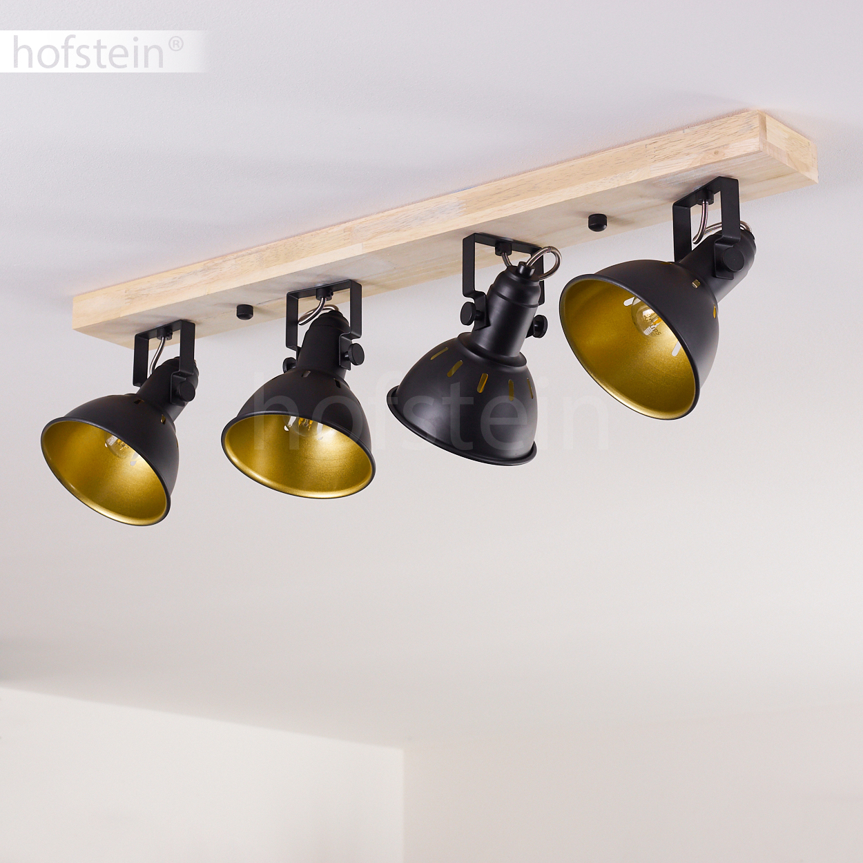 LED Deckenstrahler 4-flammig Silber & Glasschirme