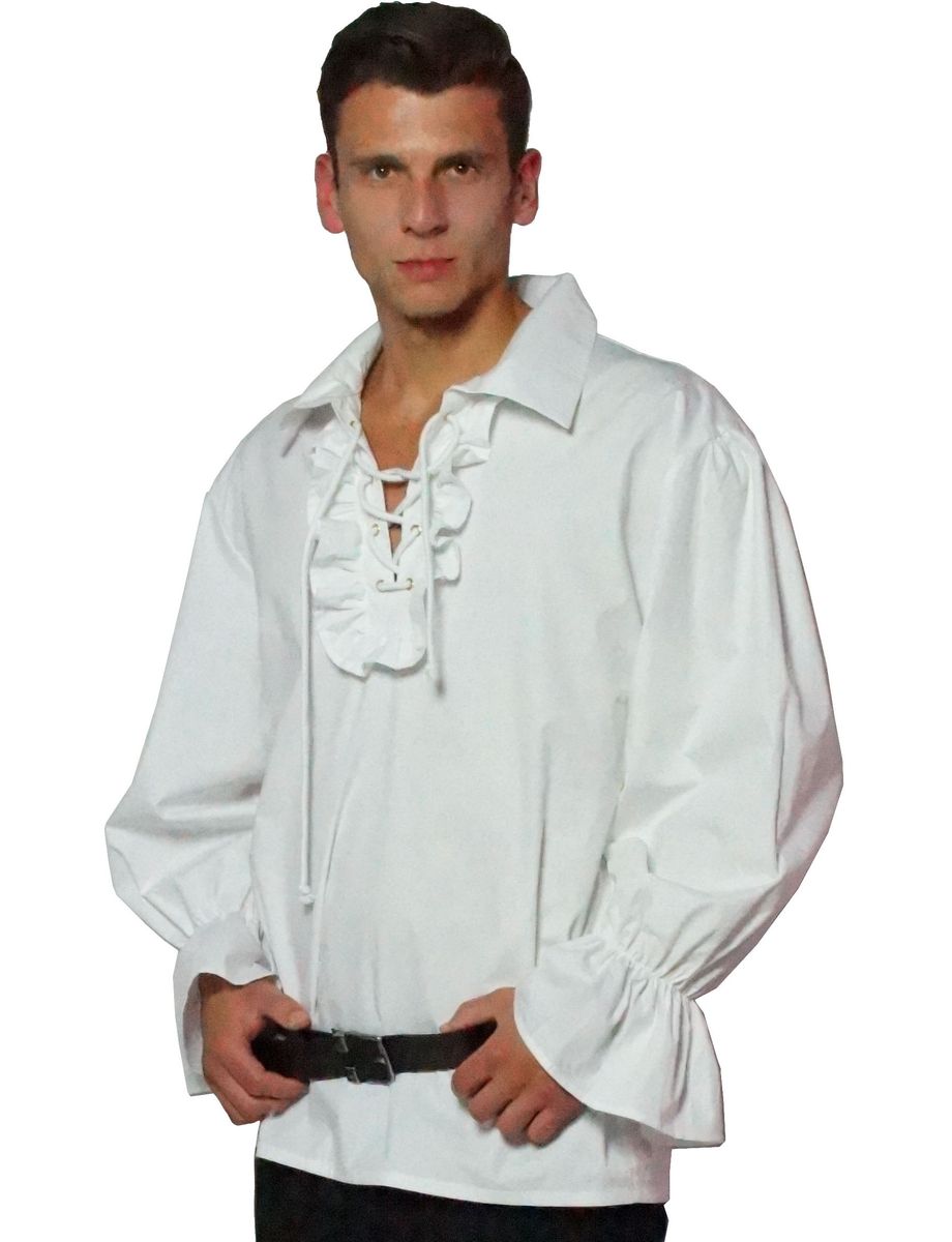 Bbalizko Herren Piraten Vampir Hemd Mittelalter Renaissance Viktorianisches Kostüm Rüschen Steampunk Gothic Halloween Cosplay Tops, Beige, M