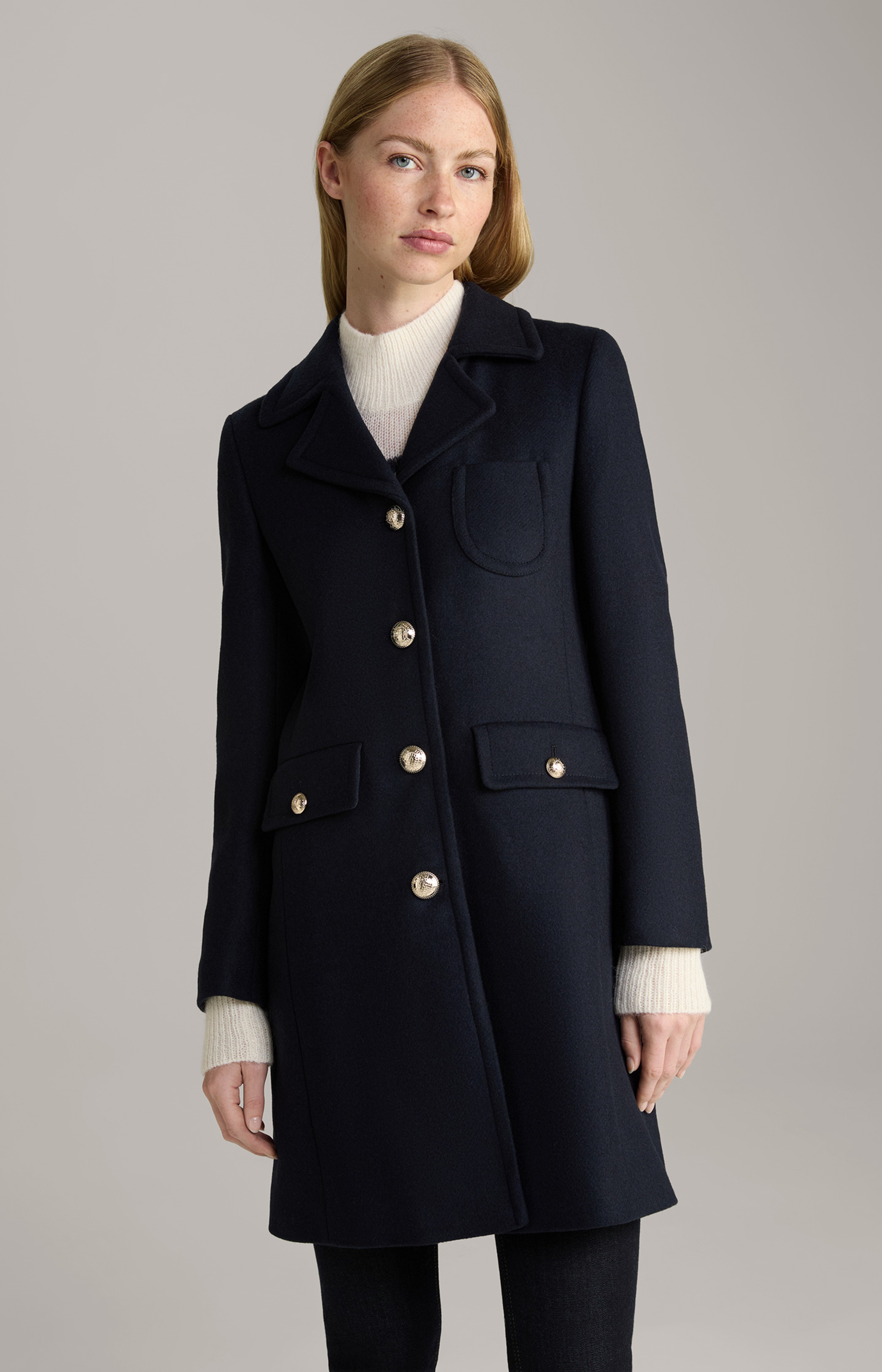 Langer Wollmantel Grober Wollmantel Ledermantel Mit GÃ¼rtel Graue