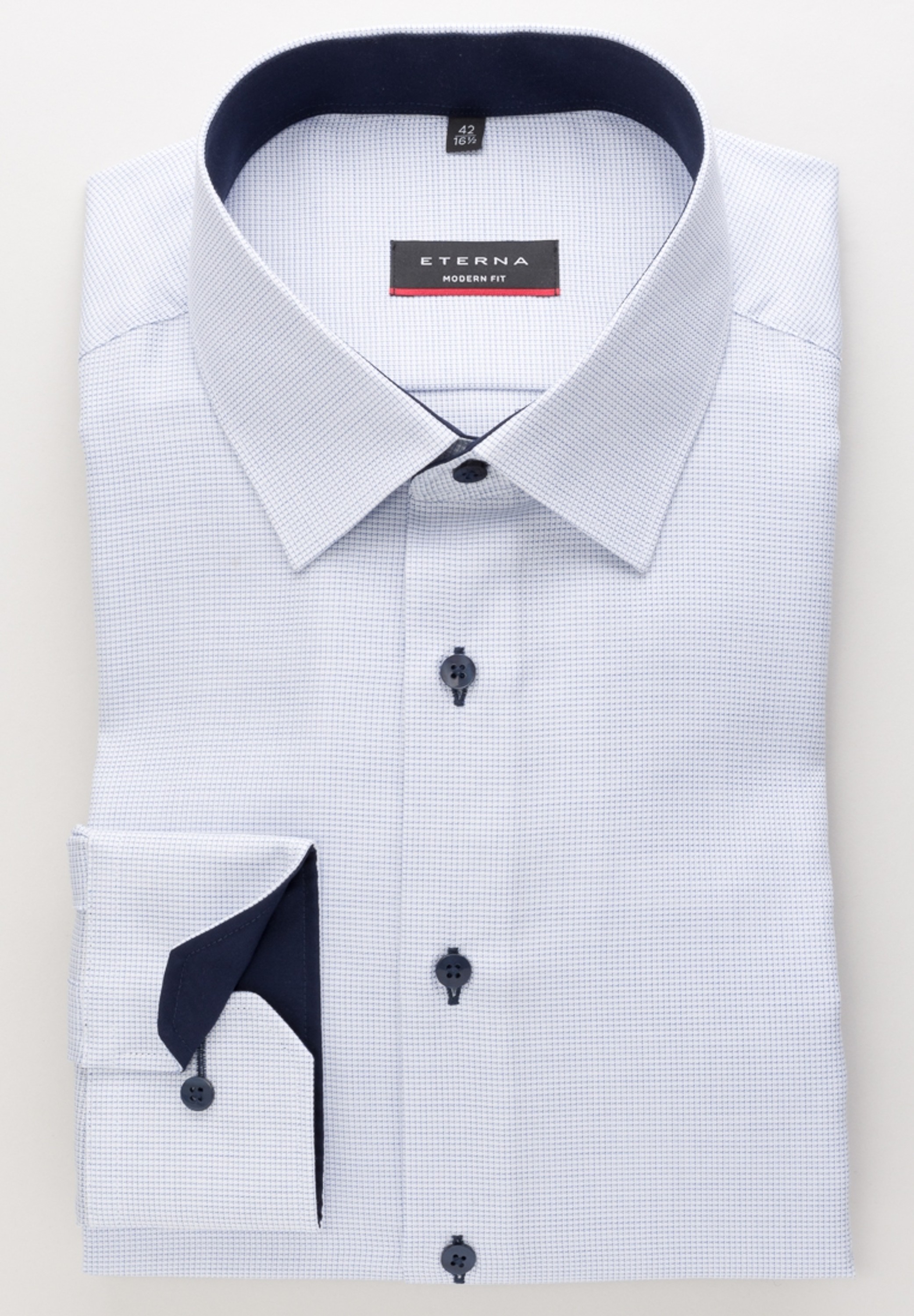 Eterna Langarm Hemd Modern Fit mit Fantasiebindung hellblau strukturiert |  Dagis Das Modehaus