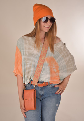 Leichter Feinstrick Poncho mit Batik Muster Look